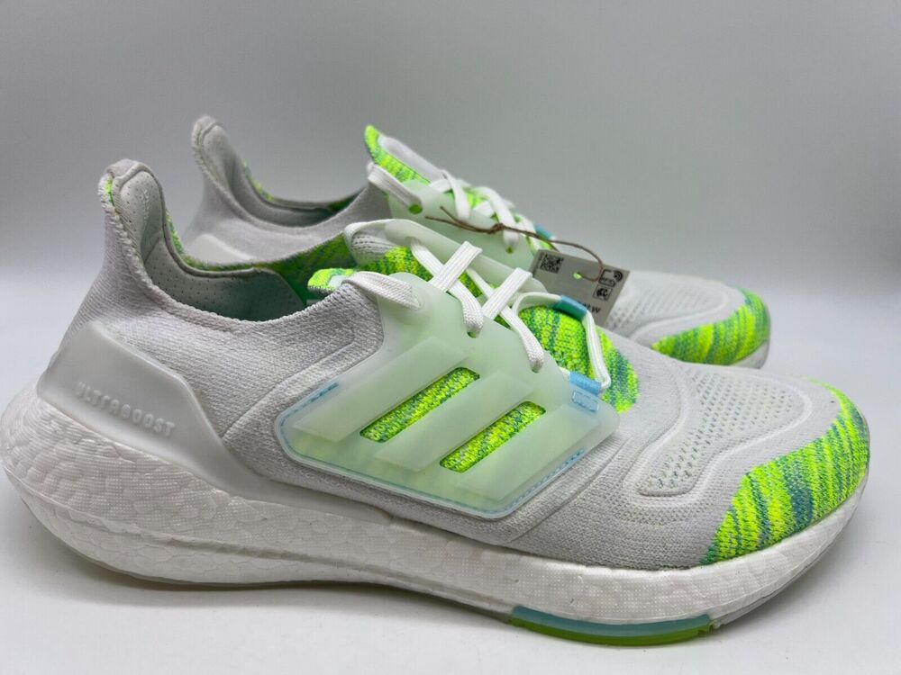Adidas Ultraboost 22 Running Women's White Bliss Blue Volt GX5926 Size 9 NWT.